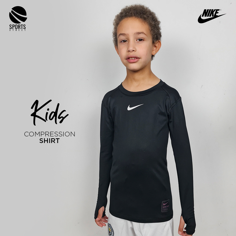 Nike Pro Kids Compression Black LS Shirt