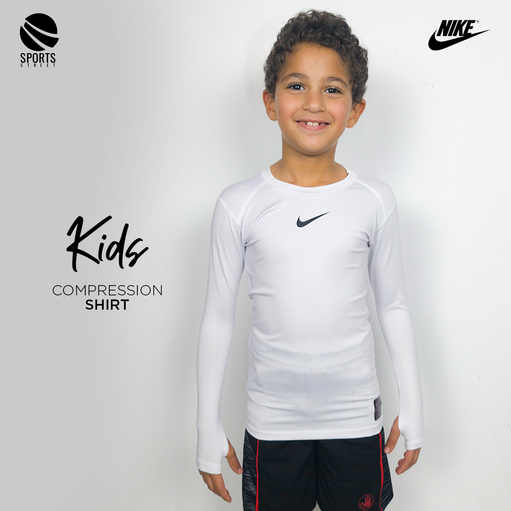 Nike Pro Kids Compression White LS Shirt